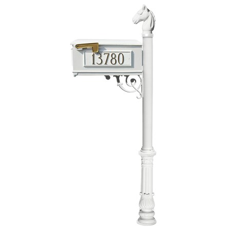 Qualarc Mailbox w/ornate base, horsehead finial LMC-701-WHT